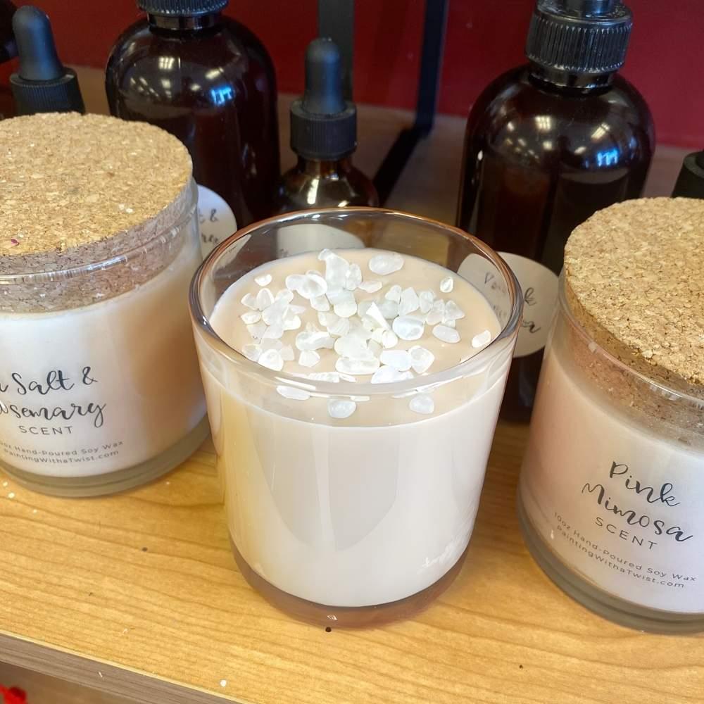 Custom Scented Candle with Crystals