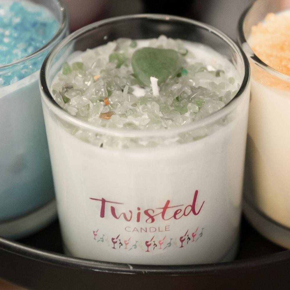 Custom Scented Candle with Crystals