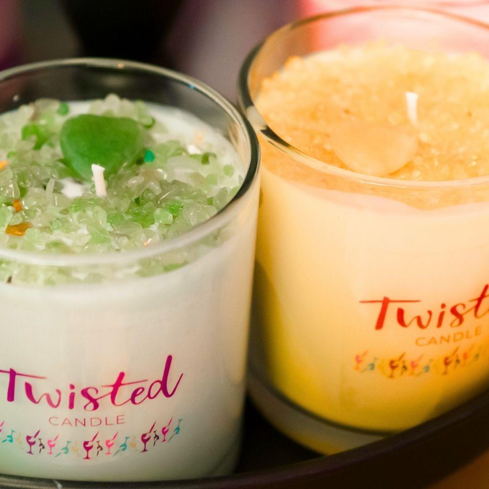 Custom Scented Candle with Color & Crystals