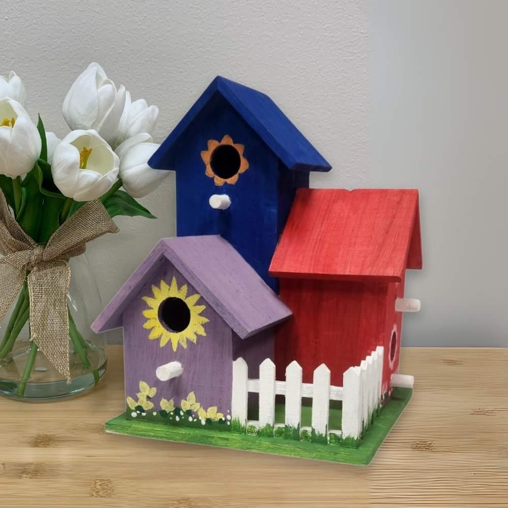 Triple Wood Birdhouse