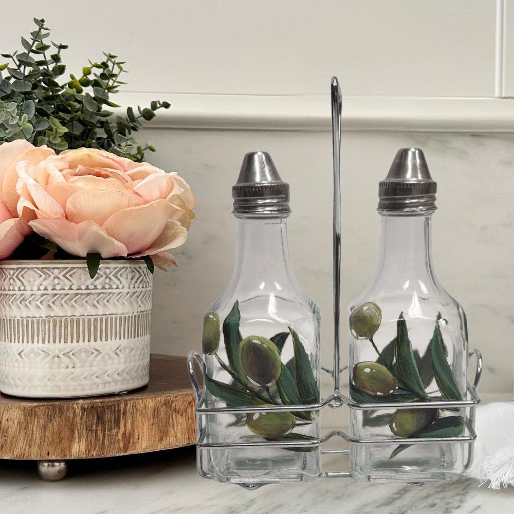 Oil & Vinegar Cruet Set with Rack