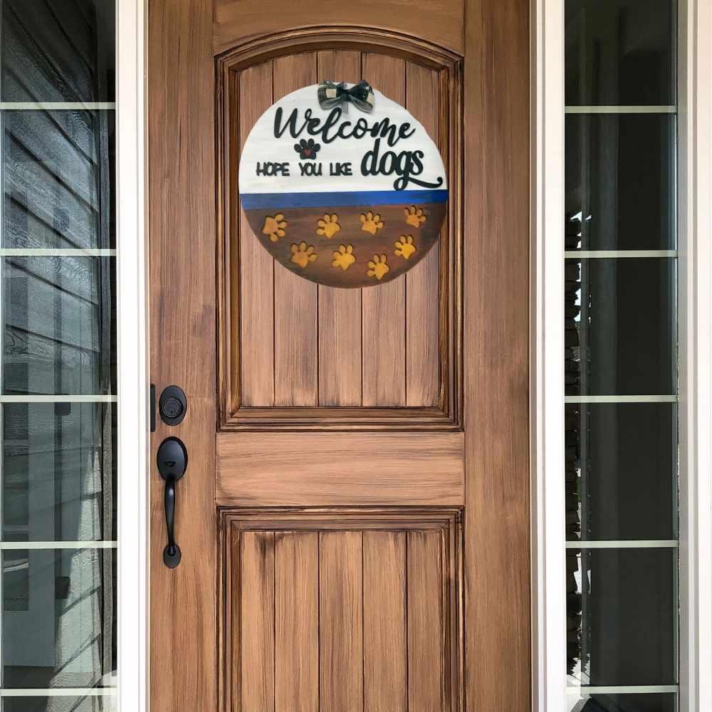 Wooden Cutout - Welcome Hope You Like Dogs