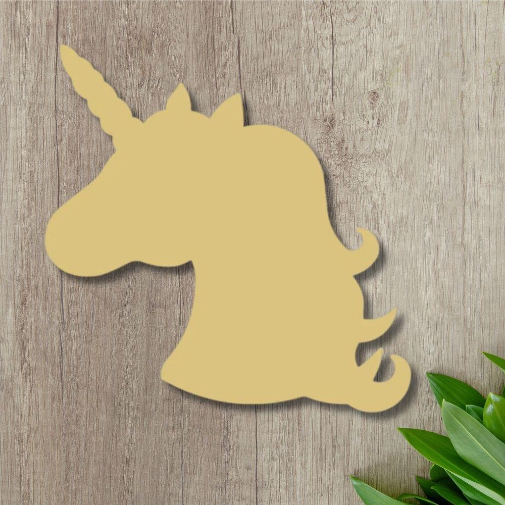 12" MDF Wooden Cutout - Unicorn Head