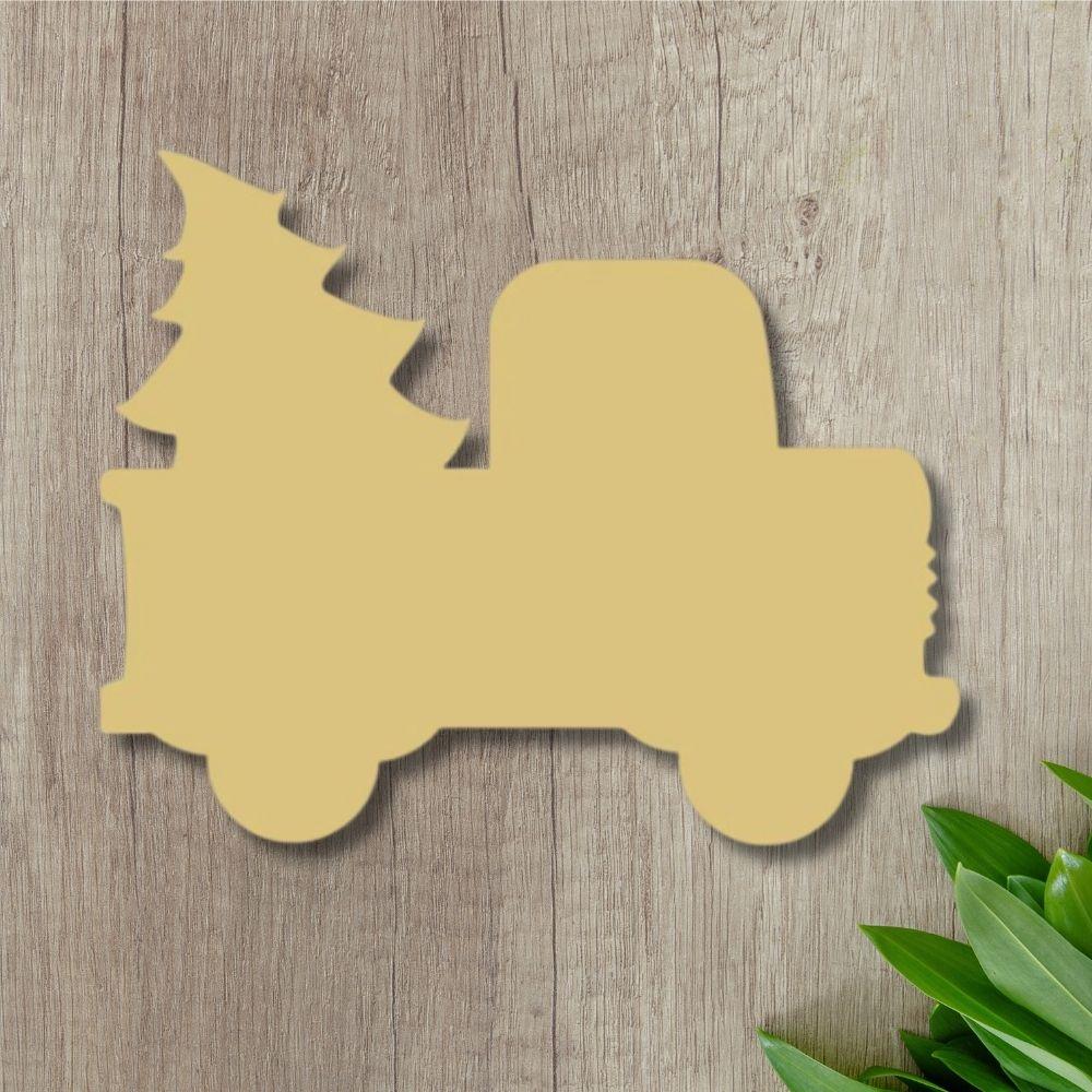 12" MDF Wooden Cutout - Christmas Truck