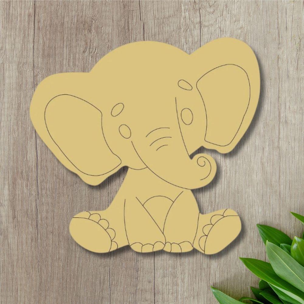12" MDF Wooden Cutout - Elephant