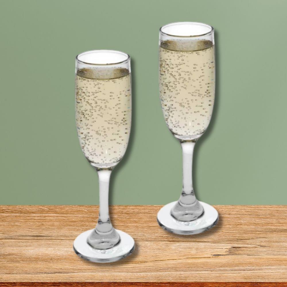 Tapered Glass Champagne Flutes - Set of 2