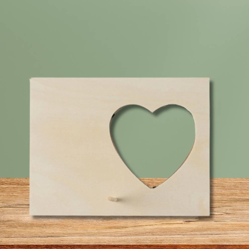 8.5" x 6.5" Wood Frame with Heart Opening