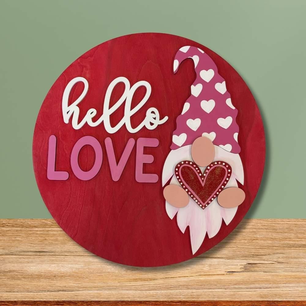 Hello Love DIY Wood Gnome Round