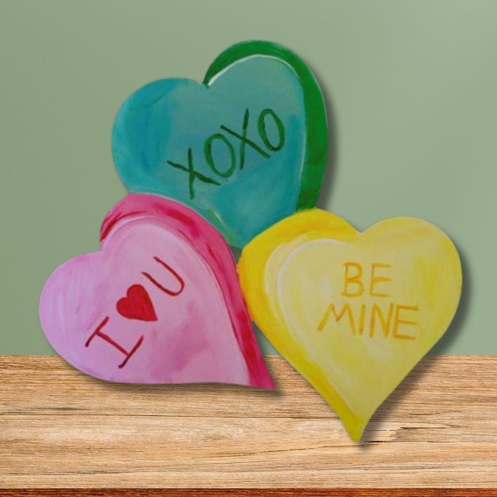 12" MDF Wooden Cutout - Heart Trio
