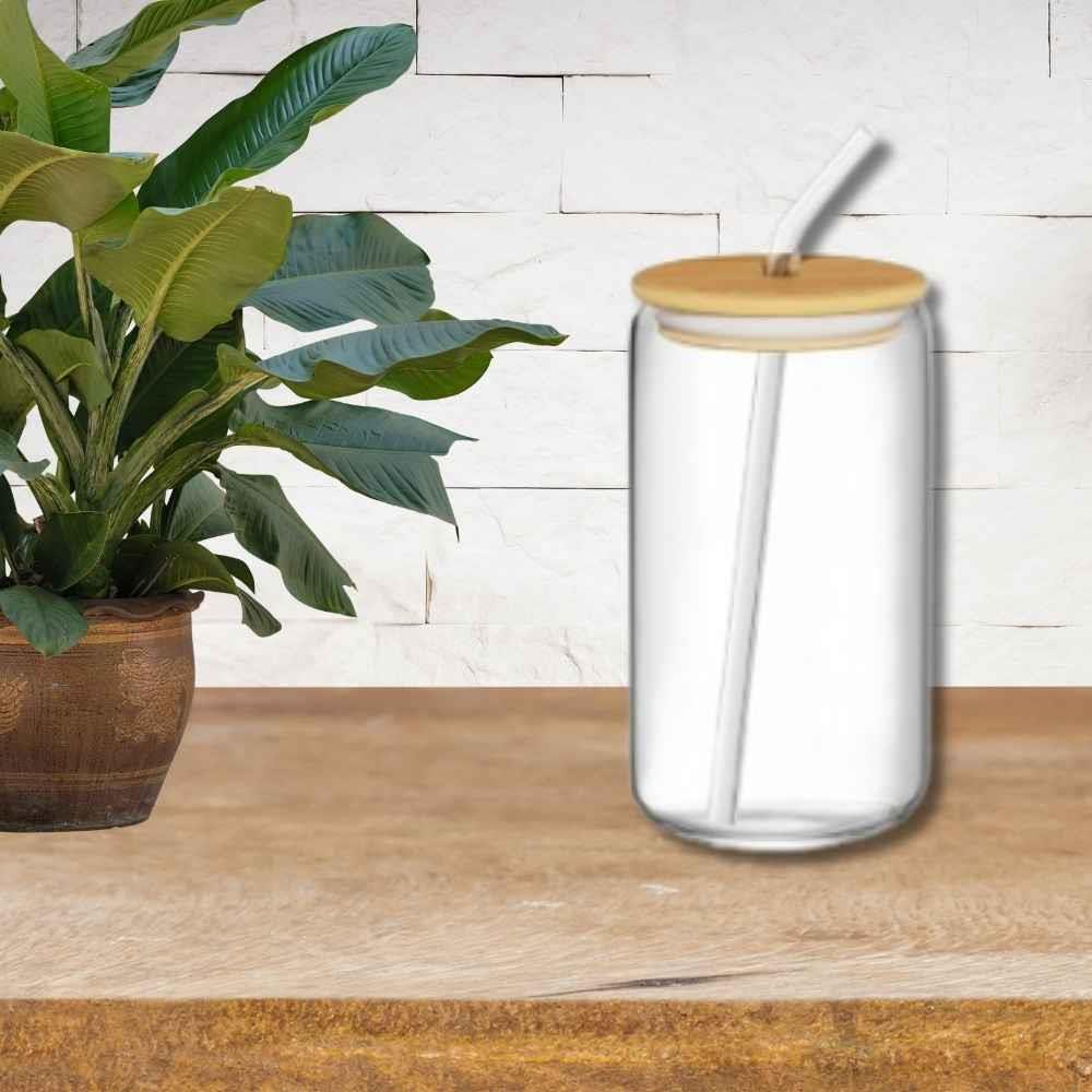 16oz Glass Tumbler with Lid and Straw