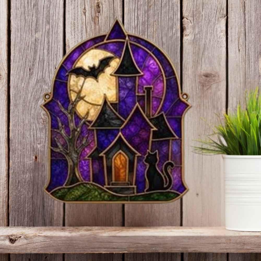 Stained Glass Suncatcher - Haunted House